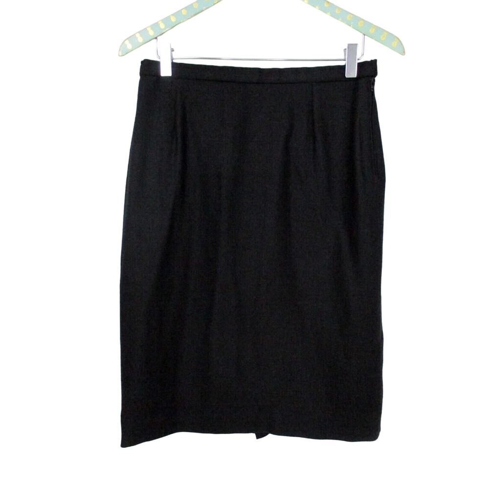 VINTAGE Pencil Skirt Gibi Roma Womens 10 30x25 Virgin Wool Black Dark Academia M